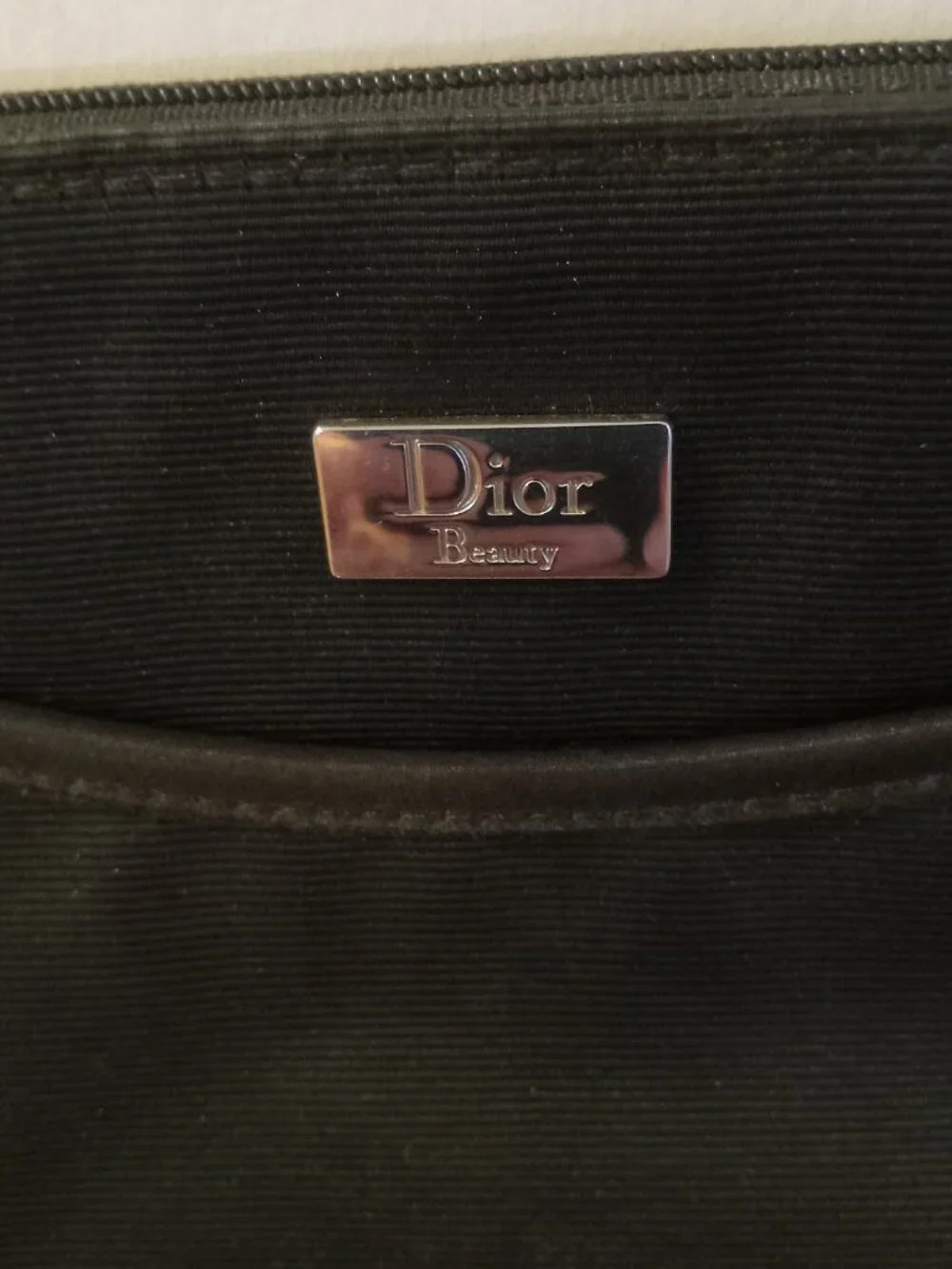 Dior Beauty Black Cosmetic Pouch Make-up Zippered Fabric Travel Bag
